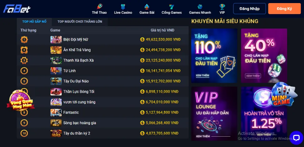 Khu vực VIP độc quyền của vnz66 win